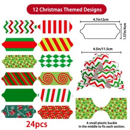 JOISHOP 24pcs Christmas Pull Bows, Christmas Wrap Pull Bows Xmas Gift Bows with Ribbon Wrapping Accessory for Xmas Gift Bouquet Basket Wrapping Party Decoration