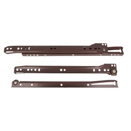 amig - Set of 2 Metal Runners Mod. 10 with Wheels for Furniture Drawers or Cupboards White Painted Steel Load Capacity 18 kg/Pair Dimensions 250 x 37 mm Brown