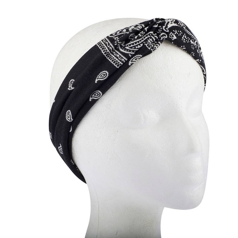 Lux Accessories Black Soft Bandana Print Knot Front Headband