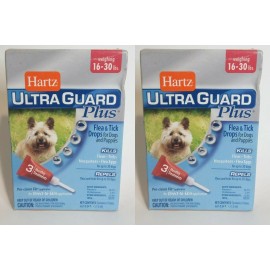 Hartz Ultra Guard Plus Flea & Tick Drops Dogs 16-30 Lbs. 2 Pack New