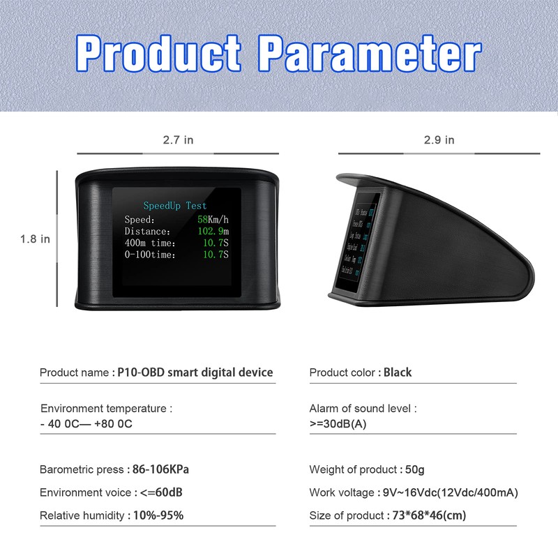 wiiyii P10 Hud Head Up Display Car Speedometer OBD2 Smart