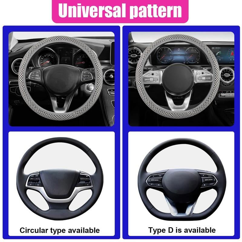 UHANBUT Elastic Stretch Steering Wheel Cover, Anti-Slip 15 inch Microfiber