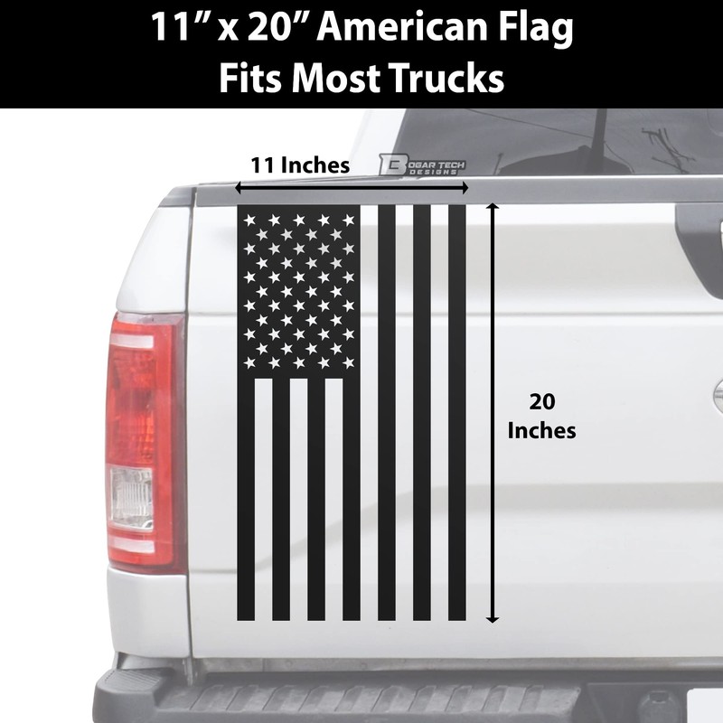 BOGAR TECH DESIGNS Precut American Flag Side Rear Tailgate Decal