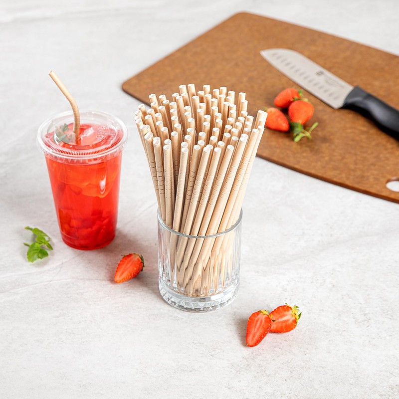 Restaurantware-Basic Nature 7.8 Inch Bendable Paper Straws, 100 Count Sustainable