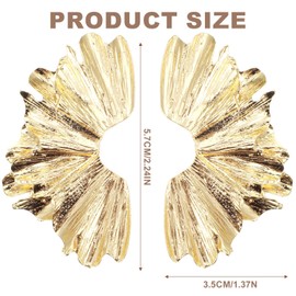 Heclia Gold Statement Earrings for Women Chunky Large Geometric Dangle Earring Bohemian Ginkgo Leaf Flower Shell Stud Jewelry Vintage Boho Summer Exaggerated Petal Earring Droop Dangling Earrings