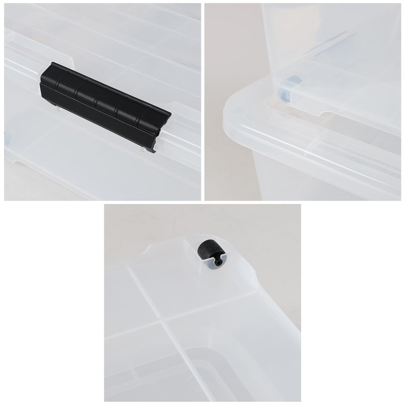 Fiazony 50 L Large Plastic Storage Underbed Container, 3-Pack Clear