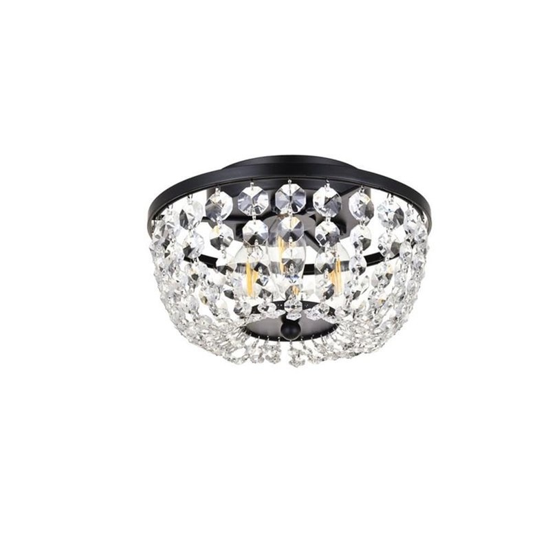 MAKLAINE Contemporary Flush Mount Light, 10 in Round Iron Frame