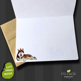 Fava Bean Productions Happy Birthday Card with Dogs, Husky Card (1 Premium Card, 5x7 inches, Blank Inside) Dog Themed Birthday Card, Happy Birthday from Dog, Cute Birthday Card - 338