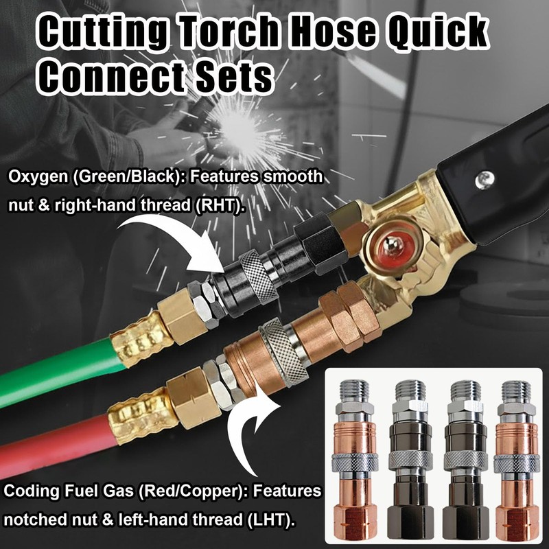 Oxy Acetylene Torch Hose Quick Connects B-Size 9/16"-18 4PCS