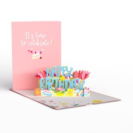 Lovepop Feminine Birthday Pop-Up Card for Her - 3D Greeting Cards for Girls, Women, Wife, Sister, Daughter - It's Time to Celebrate - 5" x 7" Happy Birthday Card - Blank Note Card & Envelope Included