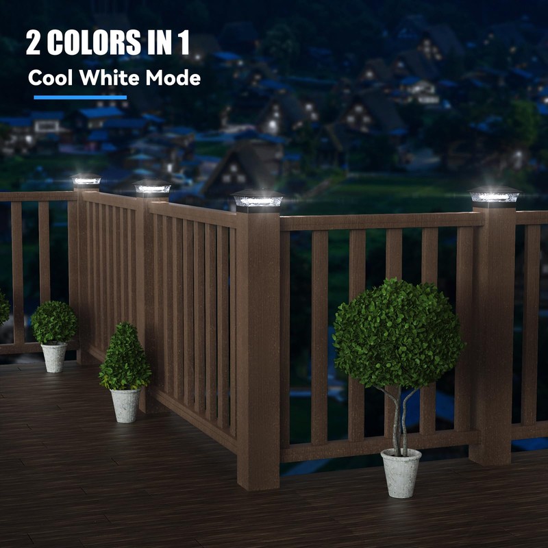 APONUO Solar Post Lights Outdoor, 2 Lighting Modes 16 LEDs