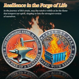 F4godwar 16Pcs Dumpster Fire Challenge Coin - Funny Desk Accessories for Work - Emotional Support Pocket Token Gift - Hilarious Coin Office Gift - Employee Appreciation Medal