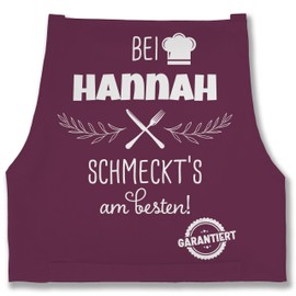 Geschenk mit Namen personalisiert by Shirtracer - Apron - Cooking Apron - "Bei Name schmeckts am besten I Geschenk Kochen Oma I Mama I Opa I Papa [German Language], 1 eggplant