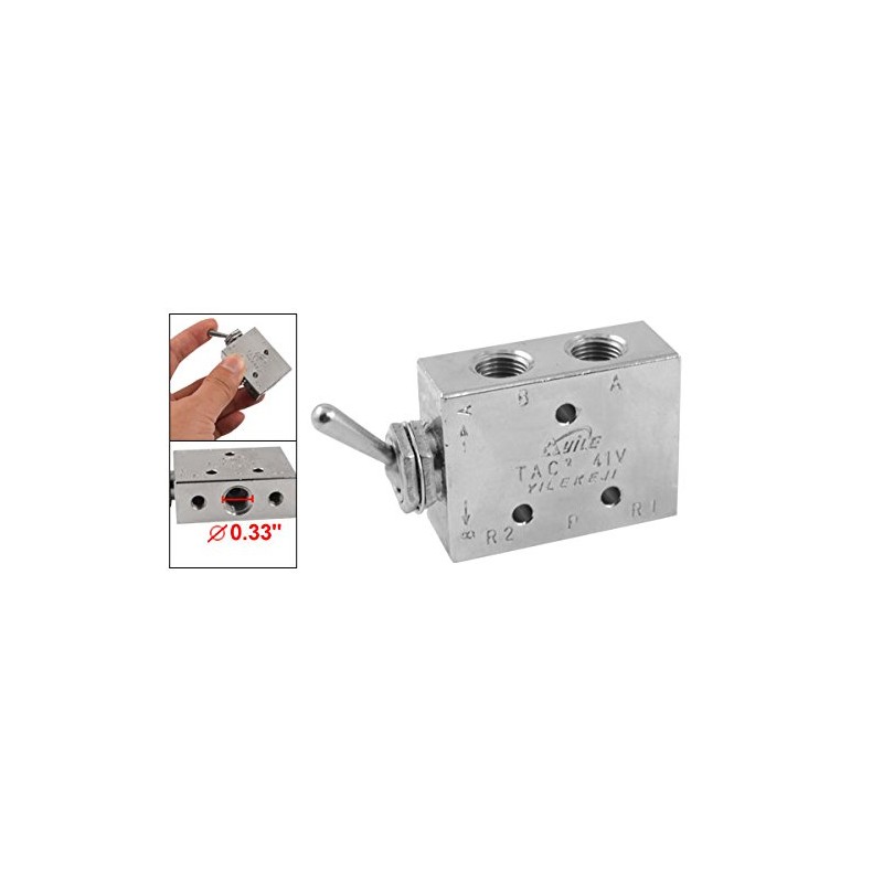 uxcell® Silver Tone Air Pneumatic 2 Position 5 Way Toggle