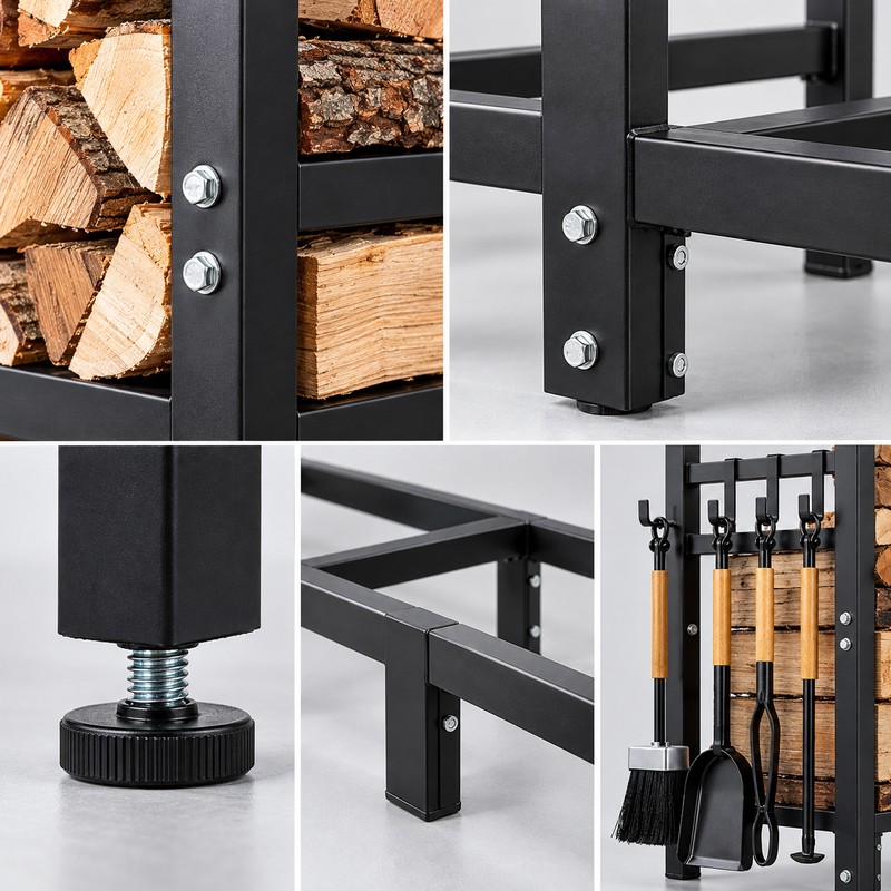 Heavy Duty Firewood Rack for Indoor & Outdoor Log Storage