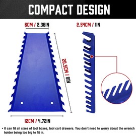 ALOANES 78-Slot Metal Wrench Organizer, Heavy Duty Wrench Organizer Tray for Tool Box, Professional Fit SAE & Metric Wrench Storage, 6 Pack Wrench Holders(Blue)