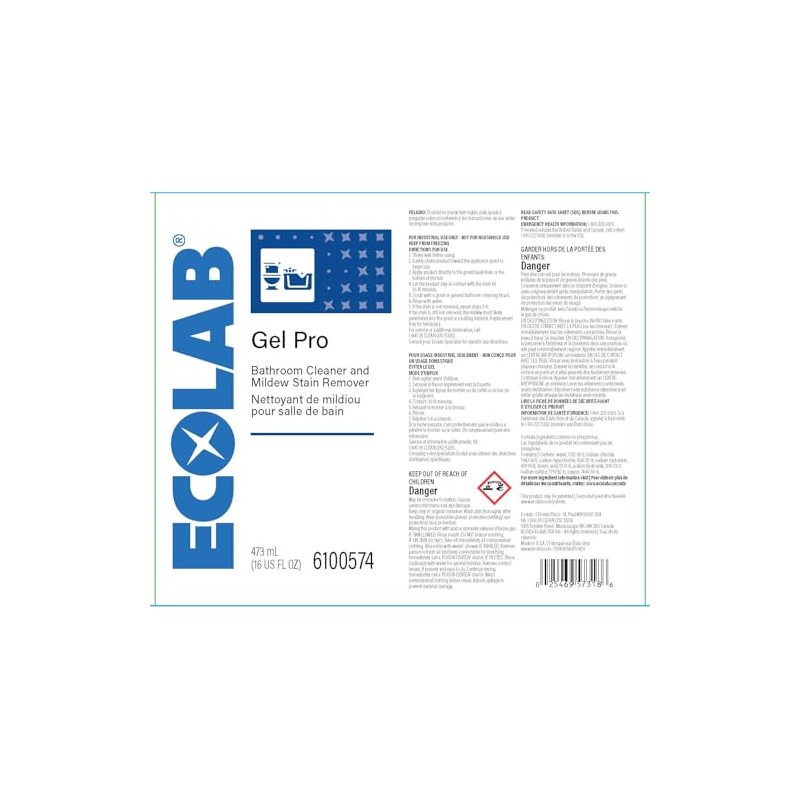 Ecolab Gel Pro™ Bathroom Cleaner and Mildew Stain Remover