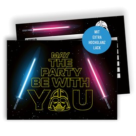 Edition Colibri 10 Invitation Cards Children's Birthday A6 - Space Theme, Star Design, Funny Invitations for Boys, Girls & Teenagers