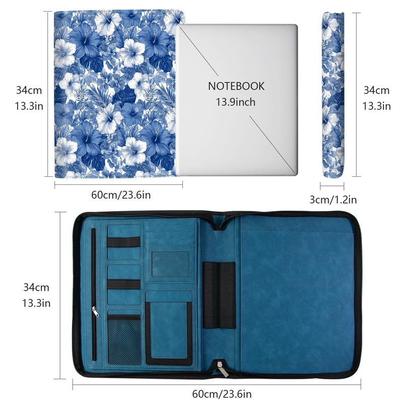 Leather Business Portfolio Organizer Padfolio Binder for Women with Zipper
