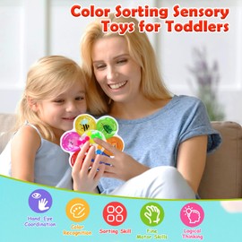 BelleStyle Fidget Toys, Sensorik Spielzeug, Squeezable Farben Sortieren Spielzeug für Kinder, Blume GelgefüLlte Sensorisches Antistressspielzeug Motorikspielzeug Fidget Spiel für ADHS Autismus