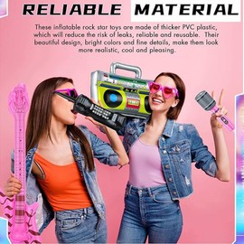 Inflatable Rock Star Set Guitars Inflatable Saxophone Bass Lute Microphones Mobile Phone Recorder Piano 70s 80s 90s Party Decoration Photo Props