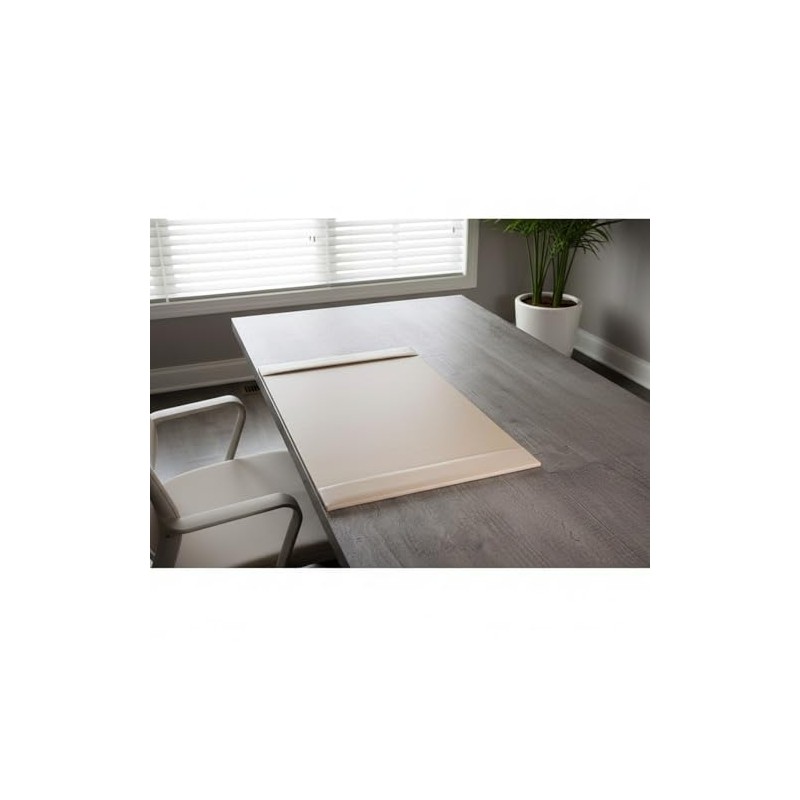 White Latte Bonded Leather 30" x 18" Side-Rail Desk Pad