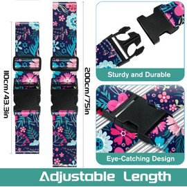 OffiEase Luggage Straps for Suitcases Travel Belt - Baggage Identifiers Suit Case Accessories with Buckle Nylon Adjustable Band Over Handle for Airport 2 pack Flower