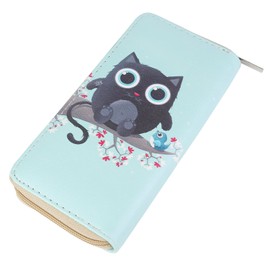 DonDon Women’s Purse Pattern Cat Light Blue Black