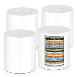 JESWO 4PCS Cartucho de Filtro de Ducha Universal de 25 Etapas | Filtro de Agua para Regadera para Eliminar el Cloro, Reduce el Agua Dura, Amplia Compa