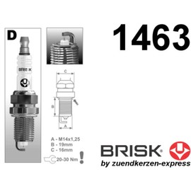BRISK Silver DR17YS-9 1463 Spark Plugs Petrol LPG GPL CNG Car Gas (Pack of 6)