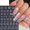 6 Sheets Christmas Nail Art Stickers 3D Self-Adhesive White Snowflake