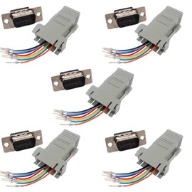 PENGLIN 5pcs DB9 Male to RJ45 Converter Adapter DB9 (Male) to RJ45 (Female) Serial Converter Connector Convert D-Sub 9 Pin to RJ45