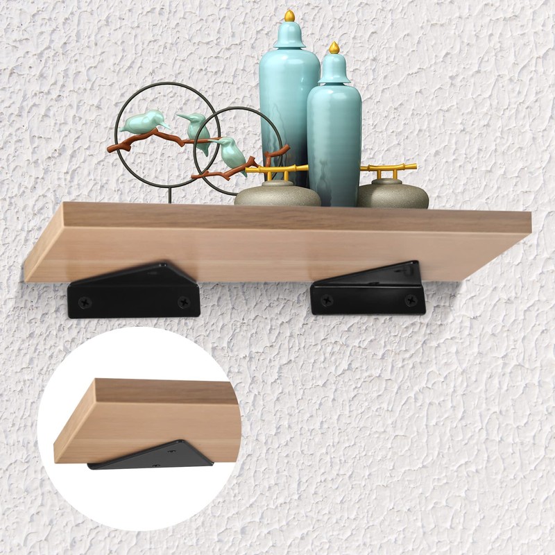 Pack of 4 Floating Shelf Brackets, Invisible Triangle Wall Brackets,