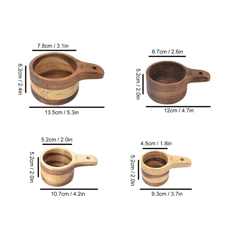 4PCS Measuring Cups Set Clear Scale Comfortable Handle Rounded Edges