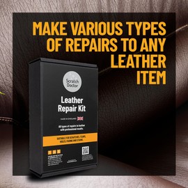 Scratch Doctor Complete Leather Repair Kit Patch, Fill, Repair & Recolour Scratches, Tears, Holes in Leather Furniture, Sofas, Car Seats (Black)