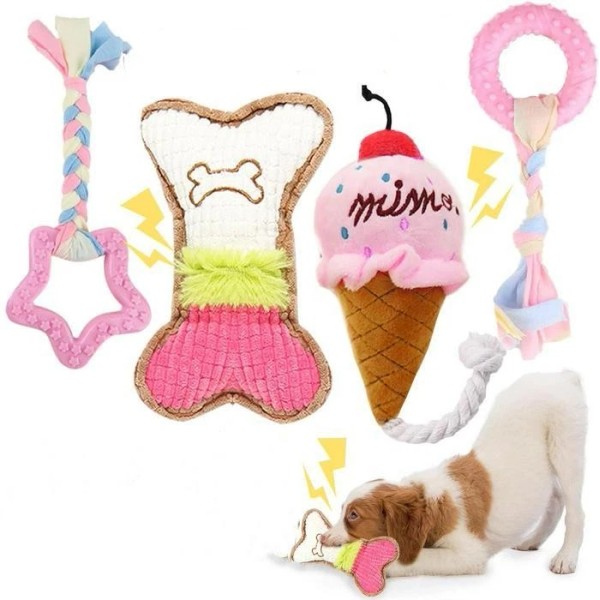 Unbranded 4 Pack Puppy Teething Toys Pink Small Breed Dog