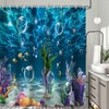 Jemsia Shower Curtain for Bathroom,Waterproof AOcean World with Weighted Hem