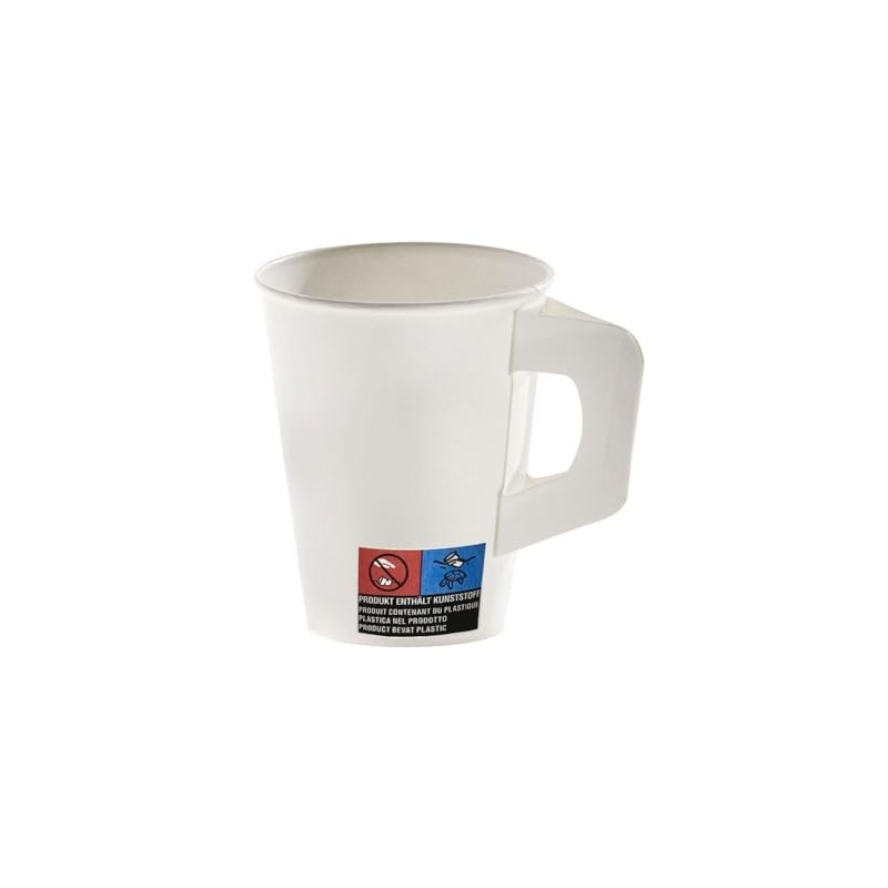 VEPATIM 80 Coffee Cups with Handles White Cardboard Coated 180