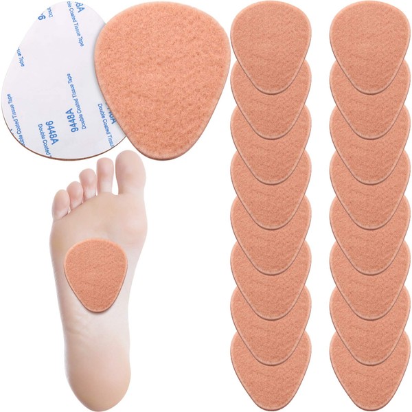 20 Pieces Metatarsal Felt Pads Foot Insert Pads Ball of Foot Cushion for Foot Pain Relief Forefoot and Sole Adhesive Foam Foot Pad for Men and Women 1/4 Inch Thick (Nude Color)