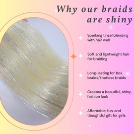Blonde Braiding Hair Pre Stretched Box EZ Braids Sparkling Box Braids Hair with Tinsel(26Inch 4 Packs)