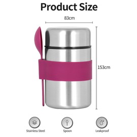 FUZVOL Insulated Food Flask for Food Warming,Stainless Steel Thermos Food Flask Soup Flask Container with Spoon for Lunch & Dinner Food Carrying(Purple)
