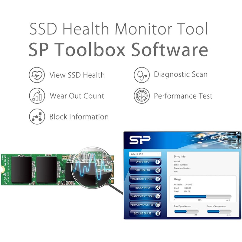 Silicon Power A55 256GB M.2 2280 SATA III SSD, 3D