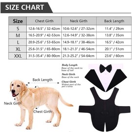 IDOMIK Dog Tuxedo Suit For Small Medium Large Breed, Formal Dog Tuxedo Vest Set With Detachable Bow Ties Collar & Bandana Scarf, Gentle Pet Costume/Dress/Clothes/Shirt For Wedding Birthday Party Black
