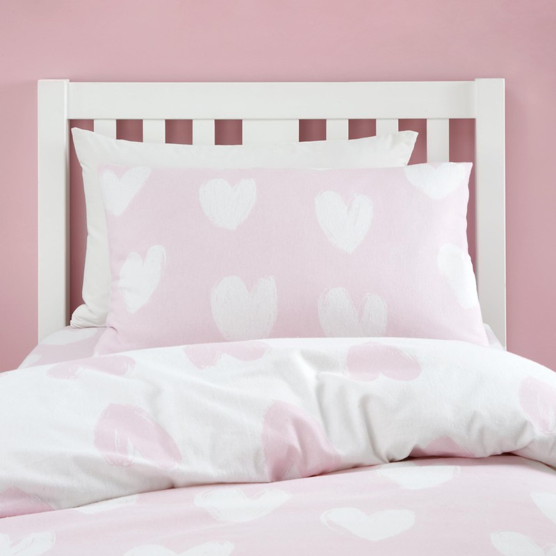 Catherine Lansfield Brushed Cotton Hearts Reversible Junior Duvet Cover Set