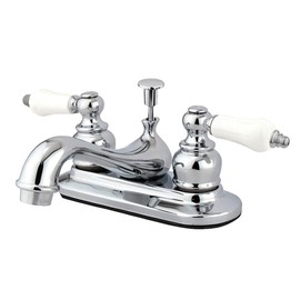 Kingston Brass KB601PL Restoration 4-Inch Centerset Lavatory Faucet with Porcelain Lever Handle, Polished Chrome