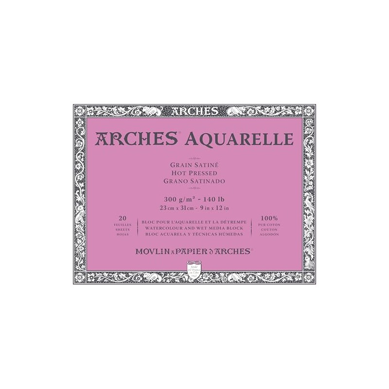 Arche Watercolor Paper Block 10.6 oz (300 g), Extra Fine