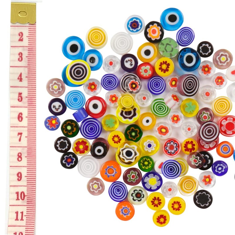 75 Grams Mixed Millefiori Glass Pebbles Mosaics Size 8-12mm Approx