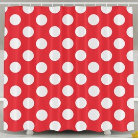 Abaysto Red and White Polka Dots Shower Curtain,Bath Curtains Bathroom Decor Sets with Hooks Shower,Waterproof Polyester Curtain
