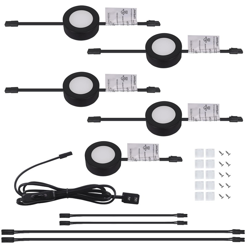 LUMILAND Wired LED Puck Lights 120V (2.7Wx5) Plug-in Lighting Warm