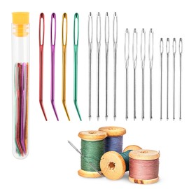 Redamancy Darning Needles Set, Large Eyed Blunt Needles, 4 Sizes, Large Eye, Blunt Needle for Hand Sewing Craft, Crochet Projects, Hand Sewing Leather, Crafts, Pack of 16